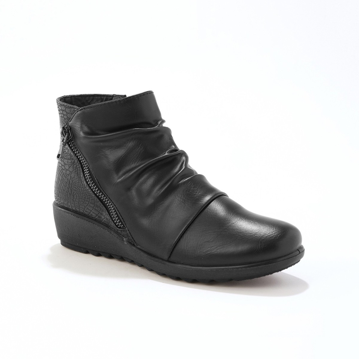 Blancheporte Vysoké topánky s plisovaním z 2 materiálov, čierne čierna 36