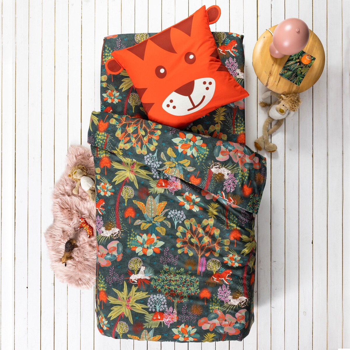 Blancheporte Detská posteľná bielizeň s potlačou Diego z bio bavlny, eco-friendly materiál zelená obliečka na prikrývku140x200cm