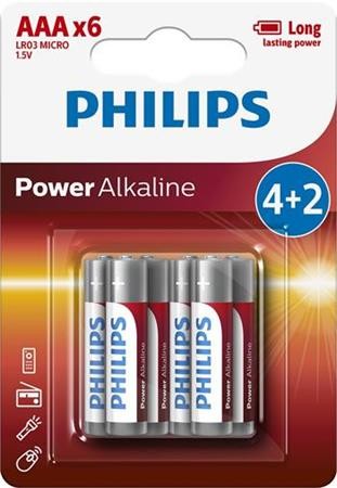 6 baterii PHILIPS AAA 1,5 V micro - ro?u/alb/gri - Mărimea 8,3x2,3x12cm