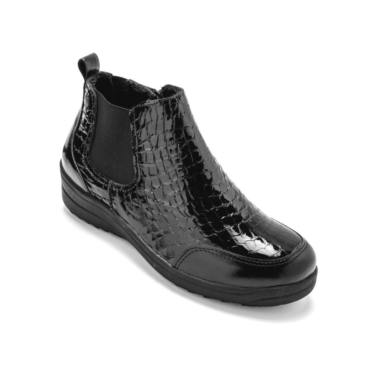 Vysoké topánky z lakovanej kože, čierne čierna 38