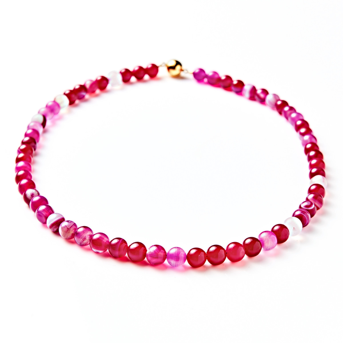 Levně Achátový náhrdelník červená-růžová délka 50 cm