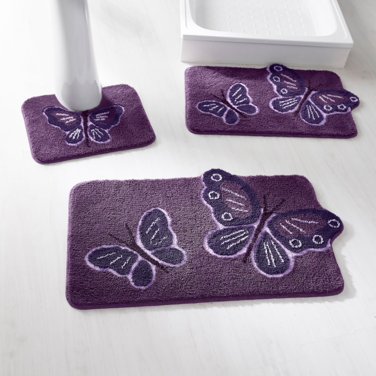 Blancheporte Kúpeľňová predložka, Motýle purpurová 50x80cm