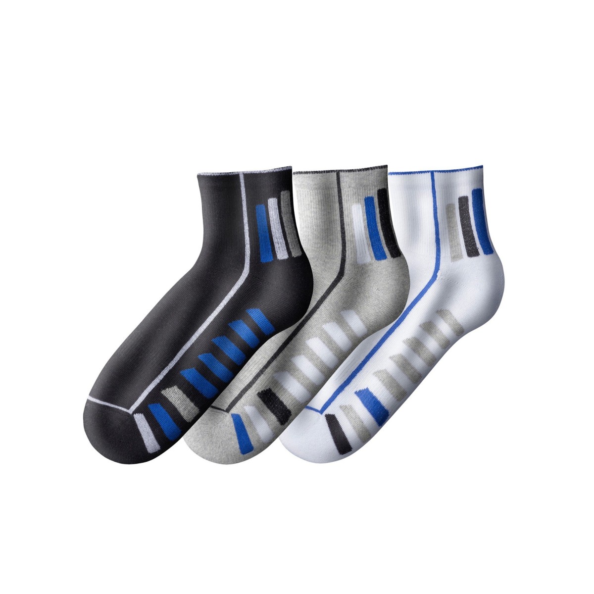 Blancheporte Sada 3 párů sportovních ponožek Quarter šedá+bílá+černá 39/42