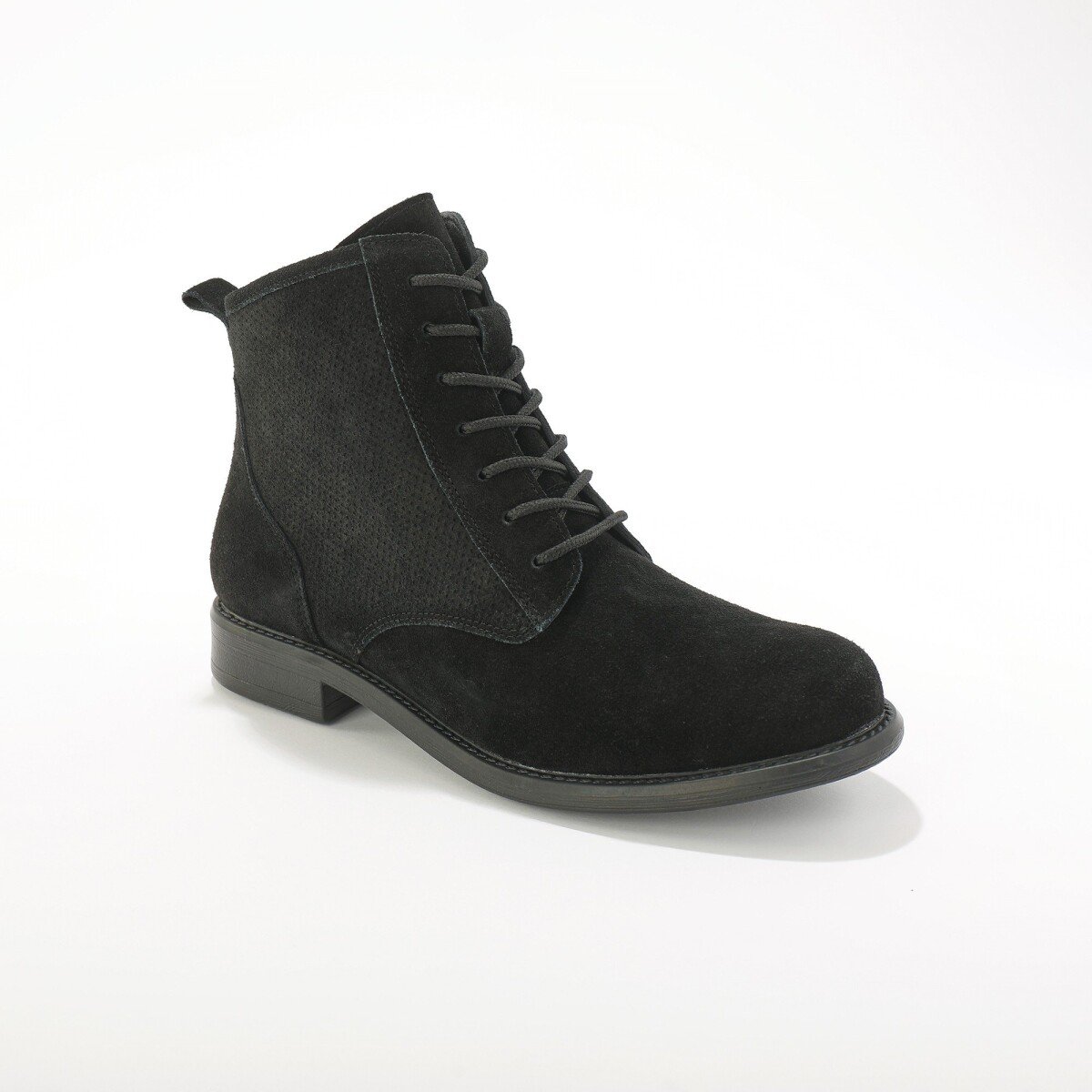 Blancheporte Kotníkové boty s tkaničkami, kožená useň černá 37