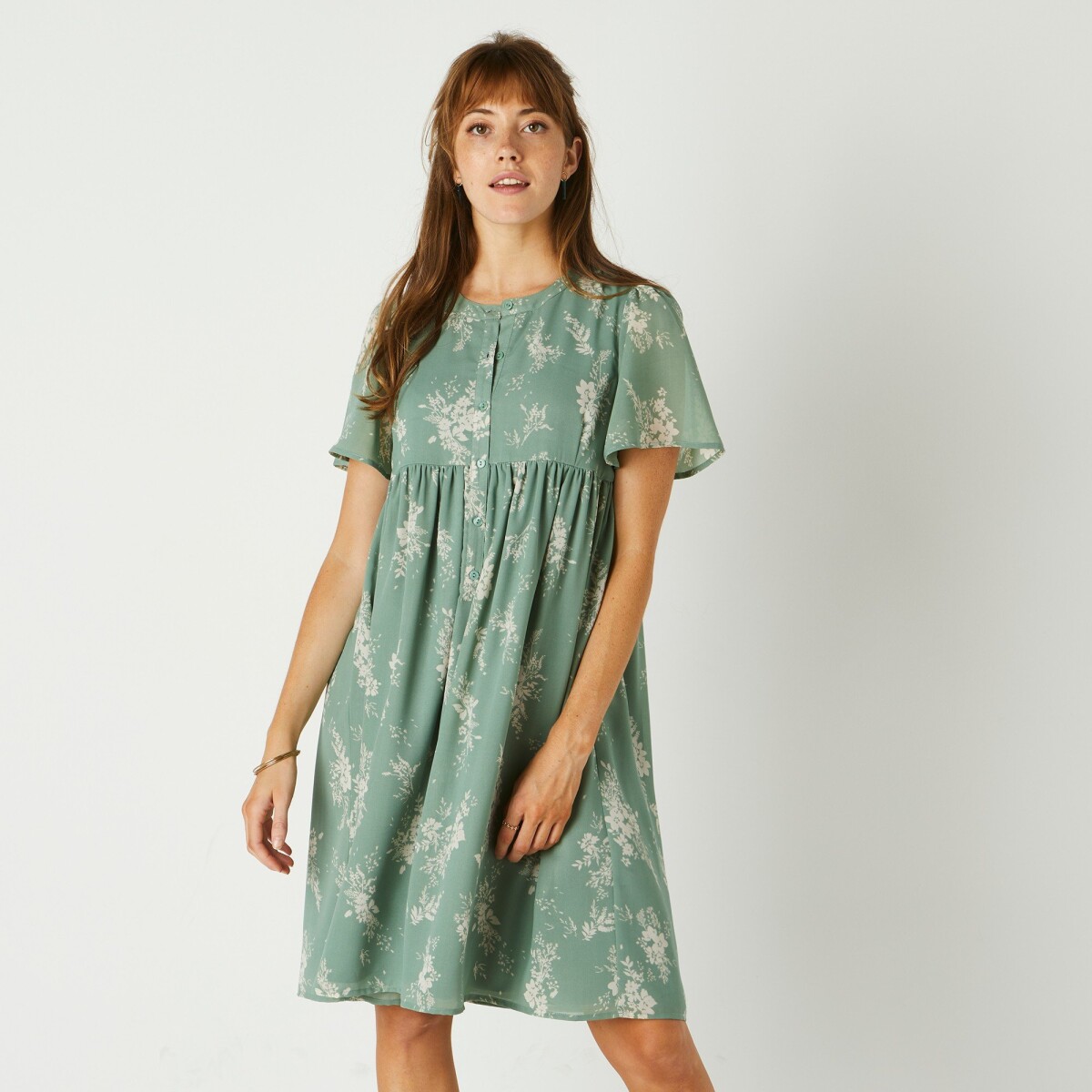 Blancheporte Rozšírené šaty s dvojfarebnou potlačou zelená/prírodná 44