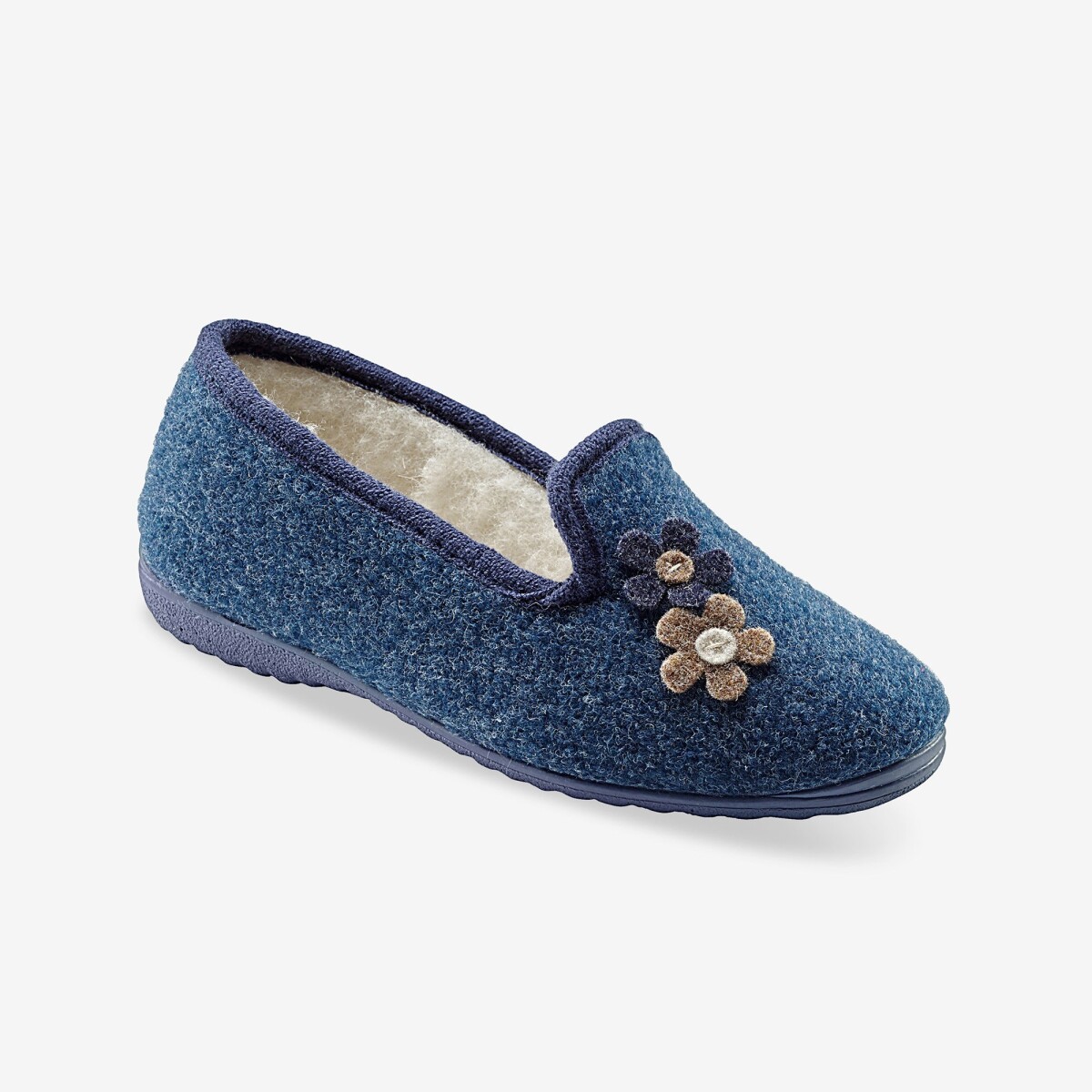 Blancheporte Domáce papuče s motívom kvetín modrá indigo 37