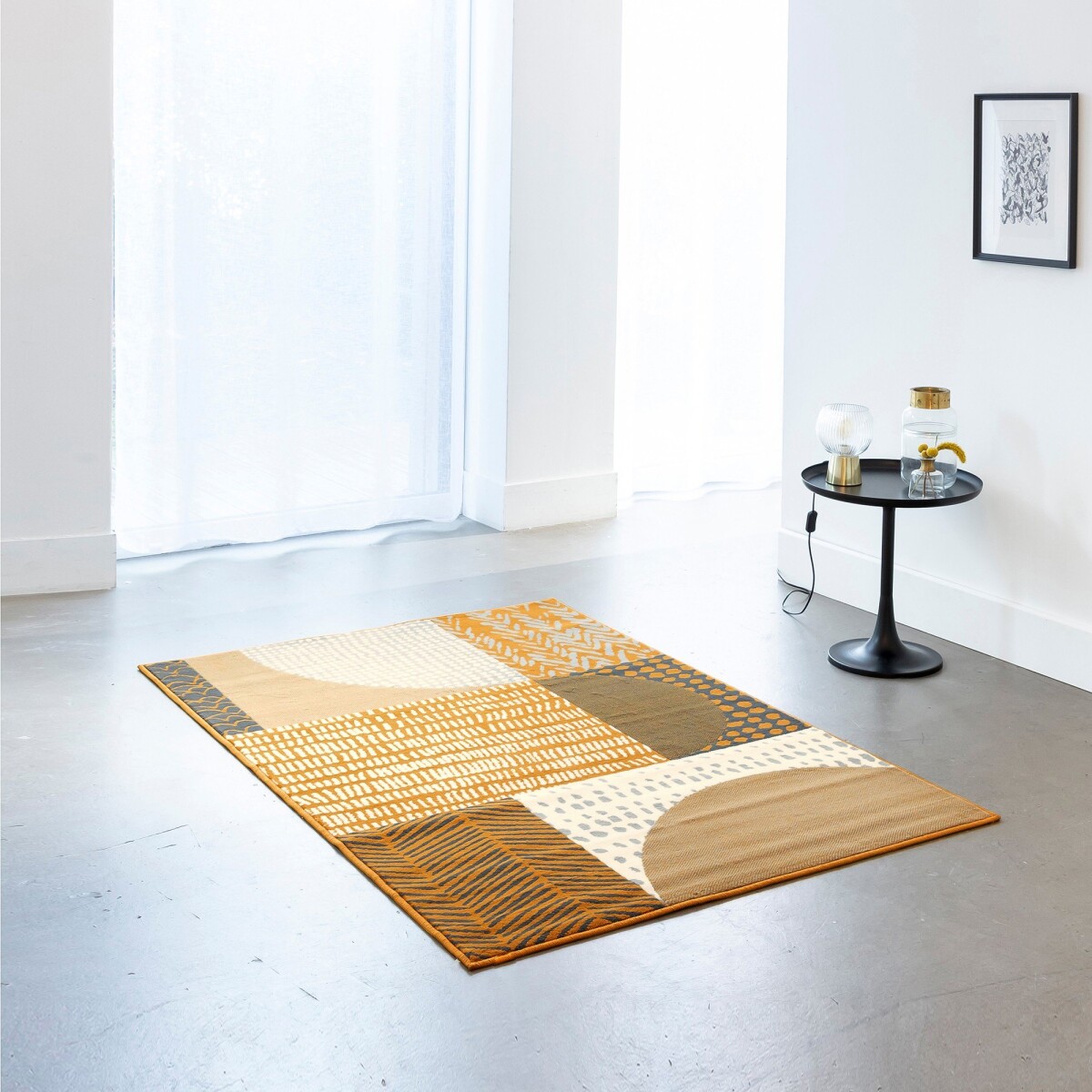 Blancheporte Dekoratívny koberec s geometrickým vzorom horčicová 80x150cm