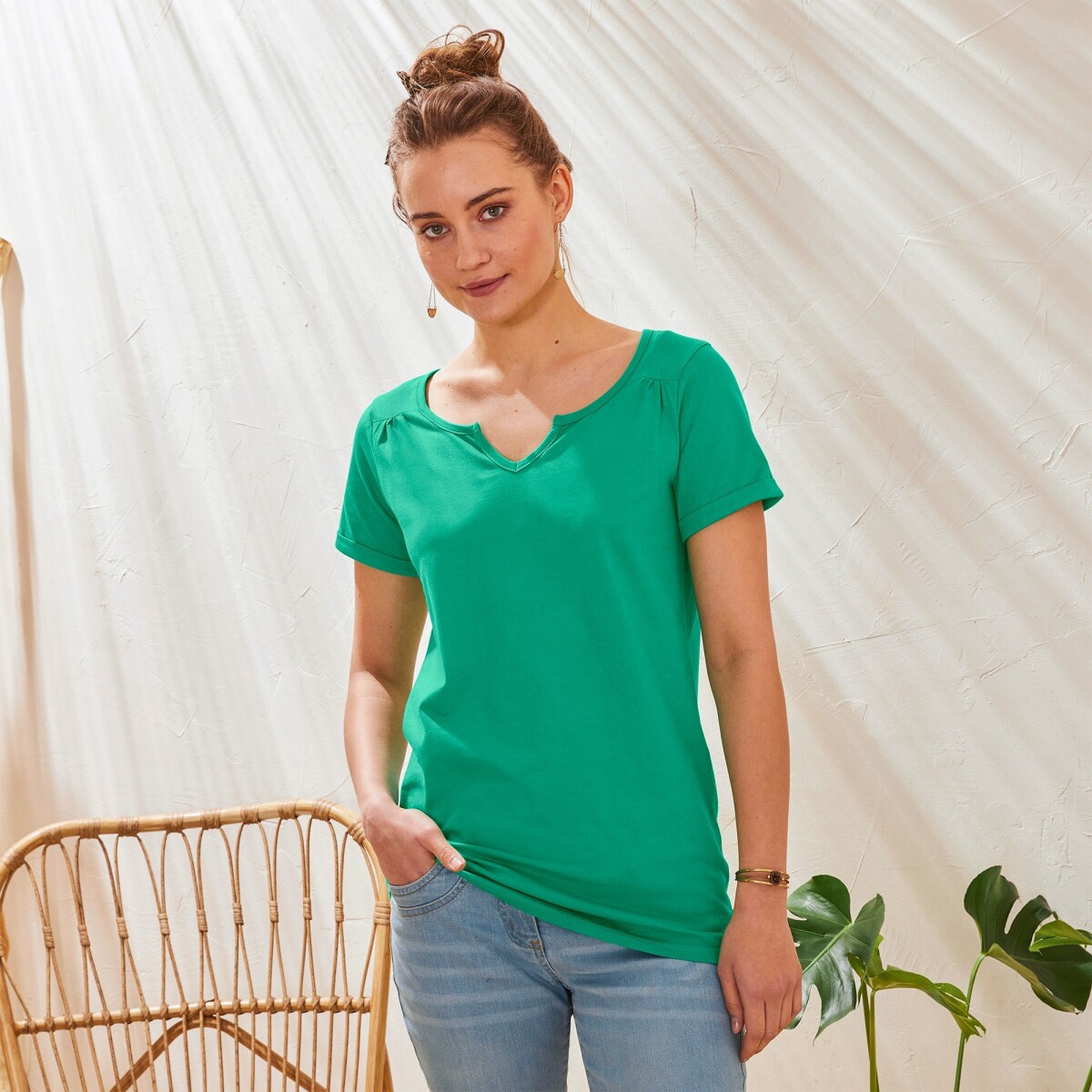Blancheporte Jednofarebné tuniské tričko zelená 42/44