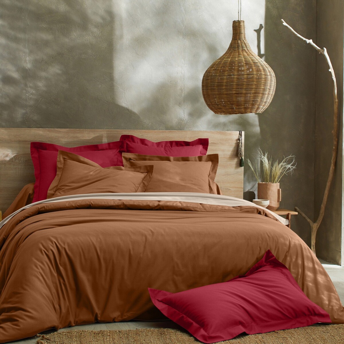 Blancheporte Jednofarebná posteľná súprava zn. Colombine z bavlny karamelová obliečk.na vank.63x63cm,bez l.