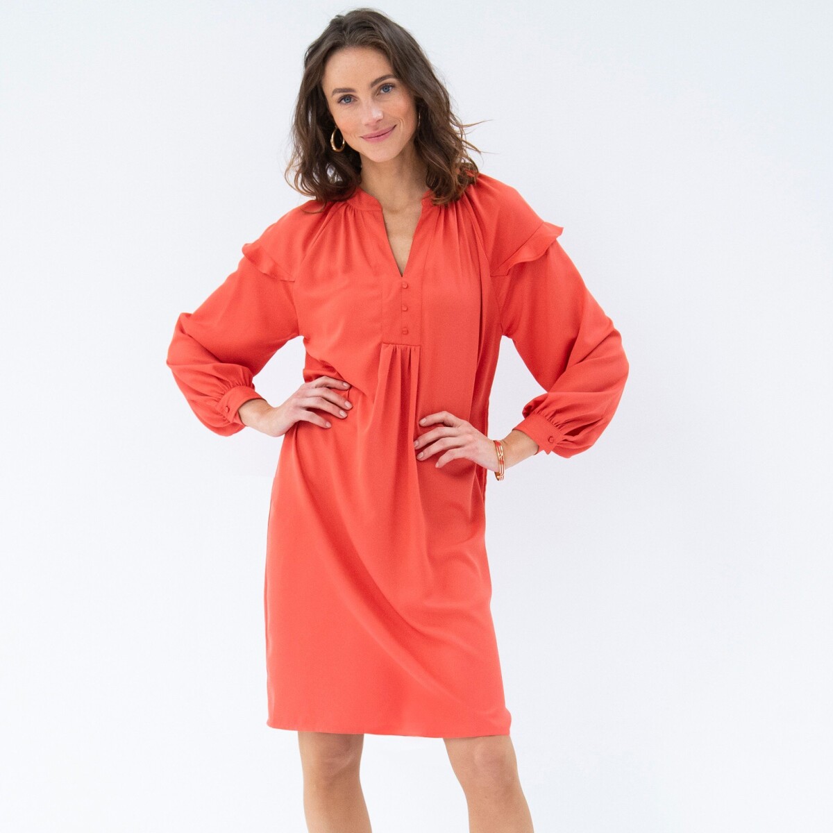 Blancheporte Jednobarevné rovné šaty z recyklovaného polyesteru (1) paprika 50