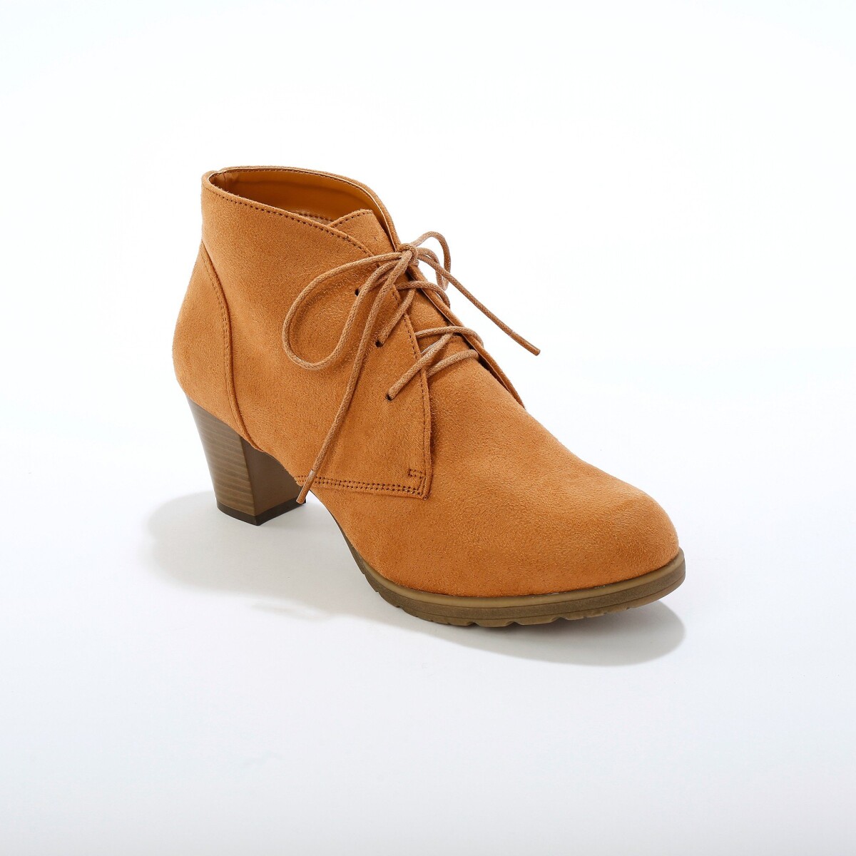 Blancheporte Kotníkové boty na podpatku v dřevěném vzhledu béžová 36