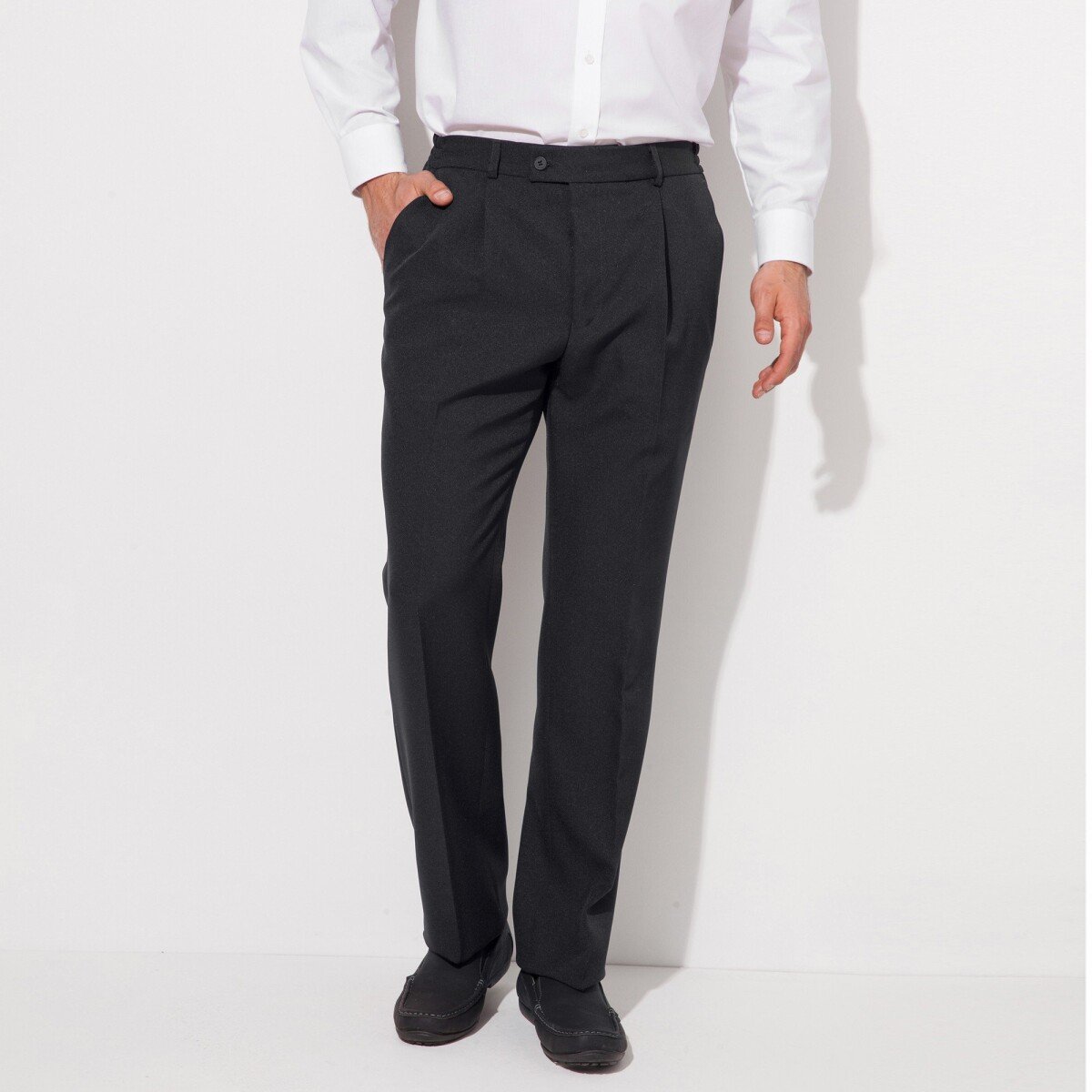 Blancheporte Kalhoty s pružným pasem, polyester/vlna šedá antracitová 58
