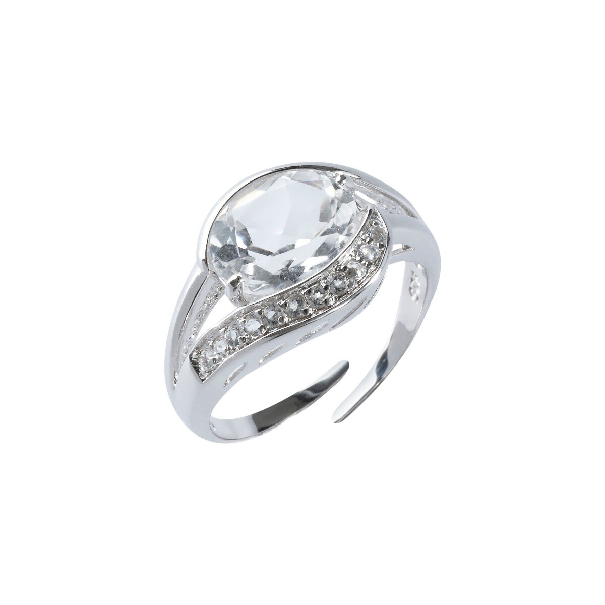 Blancheporte Nastavitelný stříbrný prsten s křišťály a oválným kamínkem stříbrná uni