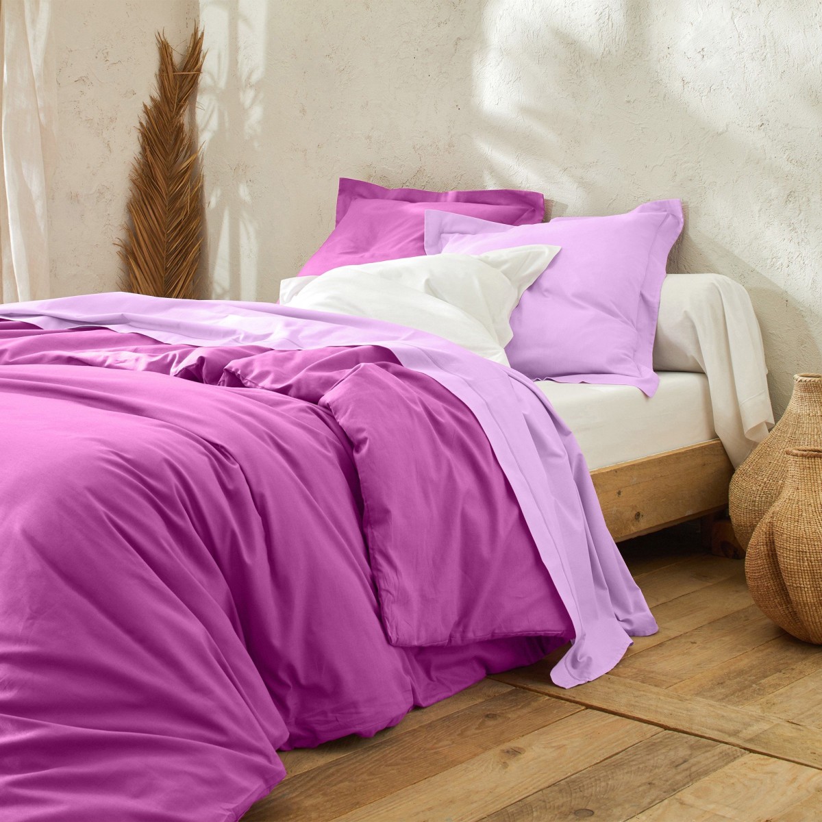 Blancheporte Jednofarebná posteľná bielizeň z polycotonu indická ružová obliečka na vank. 50x70cm+lem